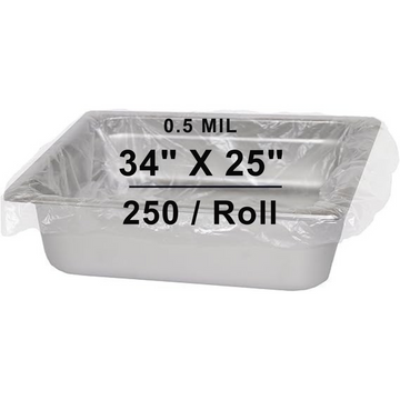 34X25 inches Steam Table Pan Liners 0.5 Mil With Twist Ties HDPE
